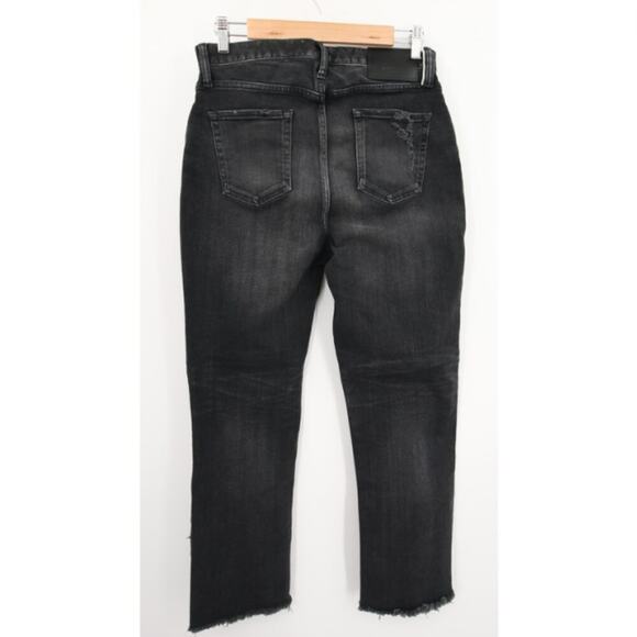 Moussy Jeans Black Alhambra Flare Distressed High Rise Faded Leather Size 30 - Picture 15 of 16